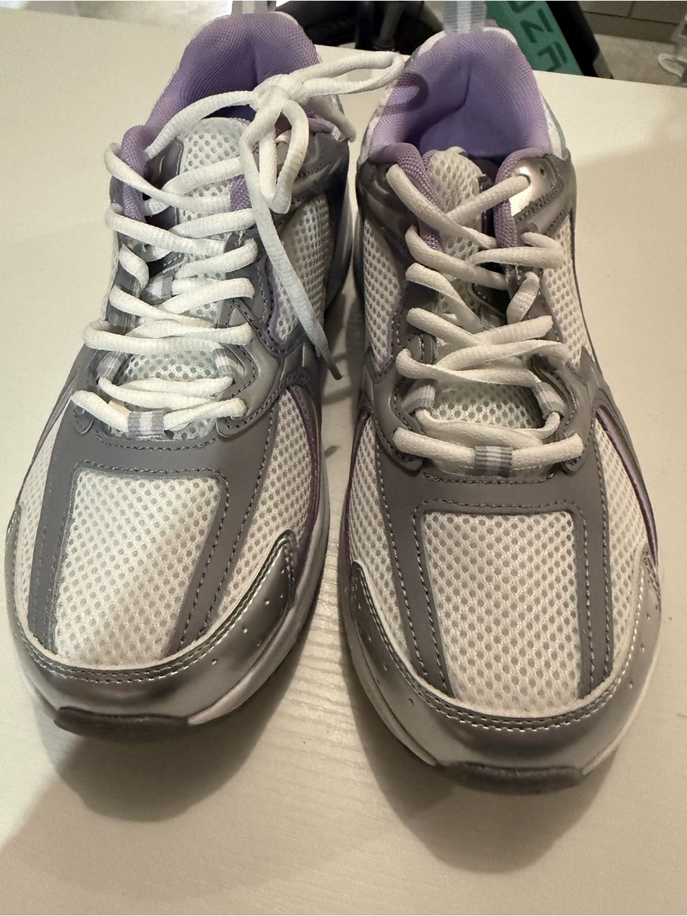 Avia White and Lavender Mesh Sneakers